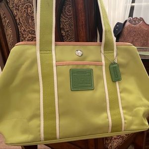 Coach Hampton Lime Green Medium Tote